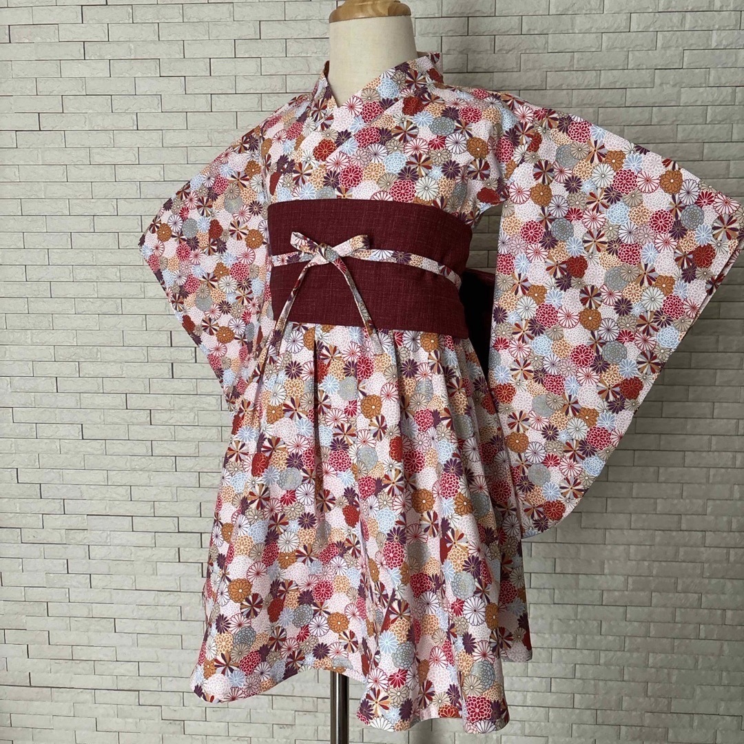 ハンドメイド　ふれあ浴衣　120 #10 キッズ/ベビー/マタニティのキッズ服女の子用(90cm~)(甚平/浴衣)の商品写真