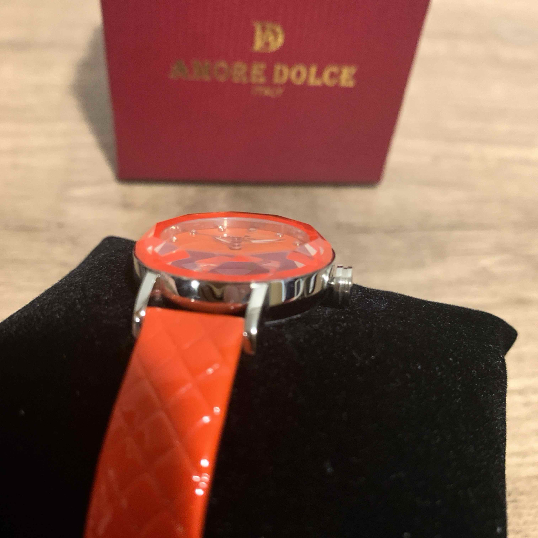 【新品未使用】 AMORE DOLCE ITALYレディースウォッチ オレンジ レディースのファッション小物(腕時計)の商品写真