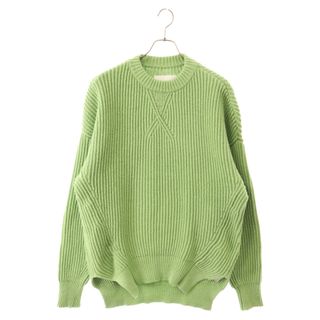 ジルサンダー(Jil Sander)のJIL SANDER ジルサンダー 23SS SWEATER CN LS FIT コットンウール サイドスリット クルーネック ニット セーター グリーン J22GP0113(ニット/セーター)