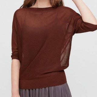 ユニクロ(UNIQLO)の新品タグ付✨ライトシアーボートネックセーター(カットソー(長袖/七分))