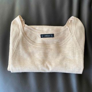 ザラ(ZARA)のZARA ベージュ　レディース　長袖　カットソー　トップス(カットソー(長袖/七分))