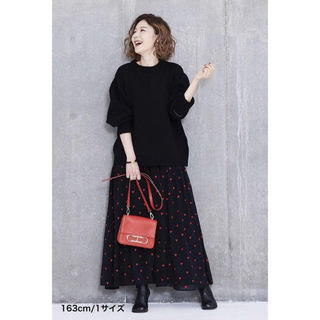 ザラ(ZARA)のOBLI オブリ　ハート刺繍スカート　フレアスカート　チュール　ブラック　新品(ロングスカート)