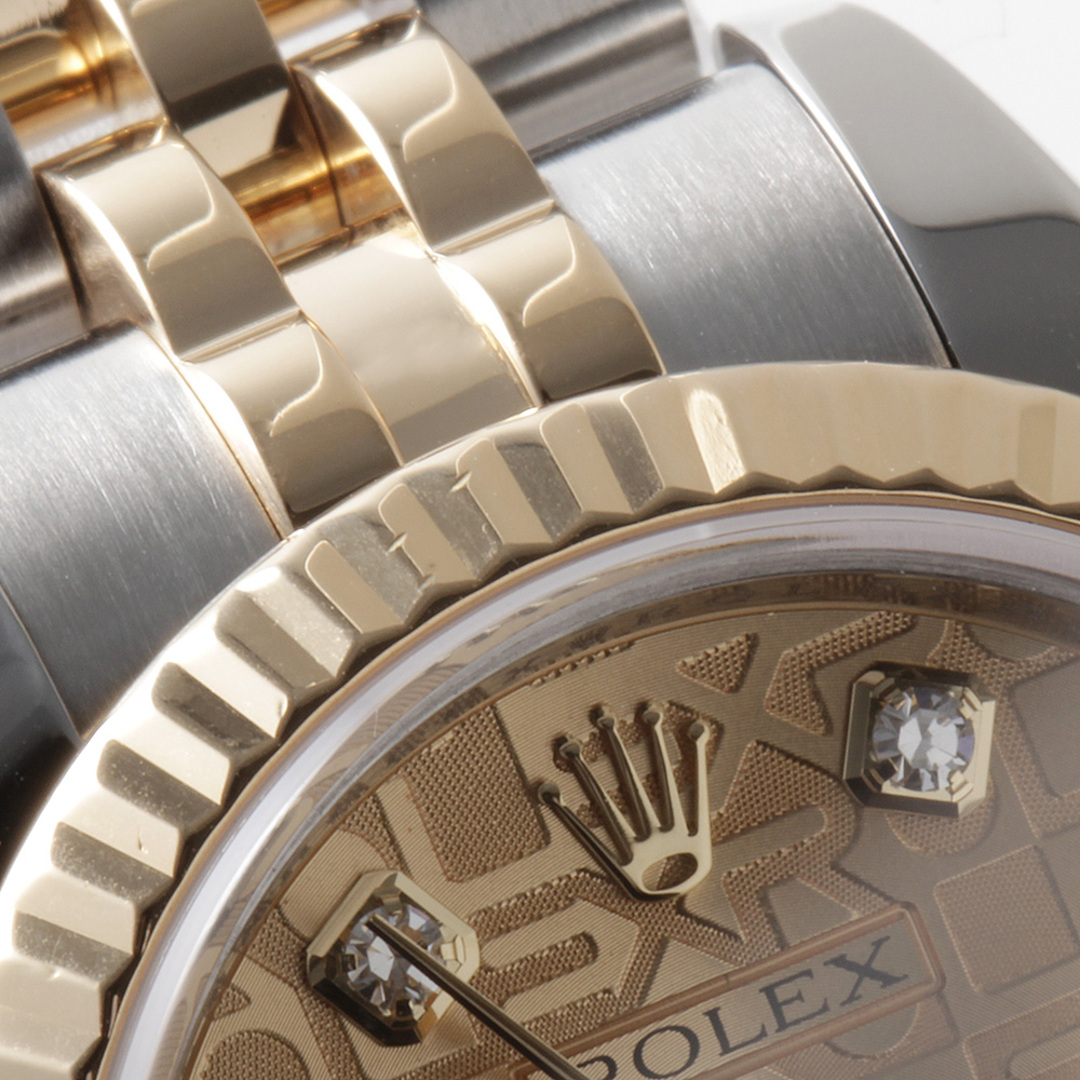 ROLEX(ロレックス)のロレックス デイトジャスト 10Pダイヤ 179173G シャンパン 彫りコンピューター M番 レディース 中古 腕時計 レディースのファッション小物(腕時計)の商品写真