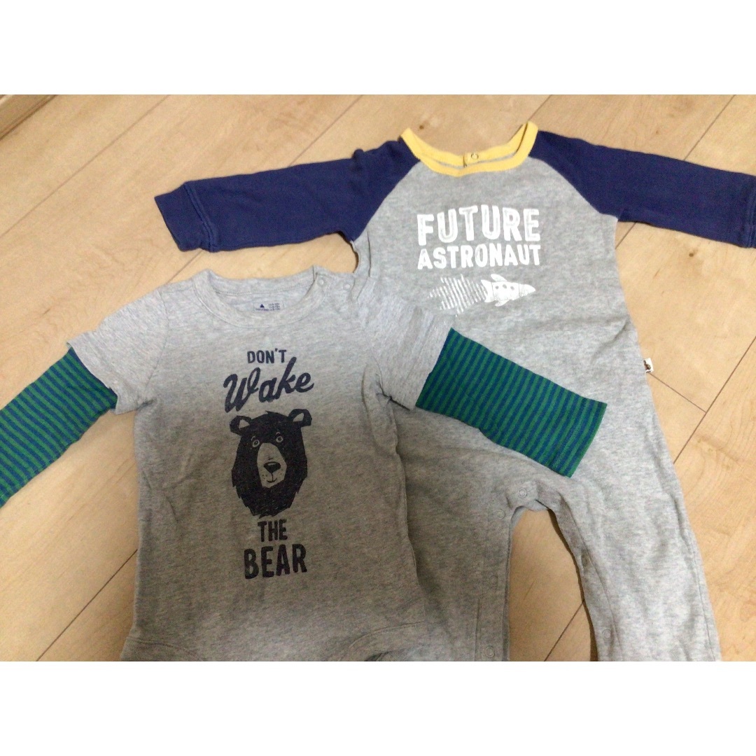 babyGAP(ベビーギャップ)のbabyGAP 長袖ロンパース くまロケット 2枚 キッズ/ベビー/マタニティのベビー服(~85cm)(ロンパース)の商品写真