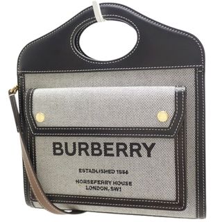 バーバリー(BURBERRY)のBURBERRY(バーバリー) MINI POCKET BAG ミニ ポケット バッグ ハンドバッグ ショルダーバッグ 2WAY 肩掛け 斜め掛け キャンバス レザー ブラック黒 ブラウン茶 ゴールド金具 8032437 レディース 40802084877【中古】【アラモード】(ハンドバッグ)