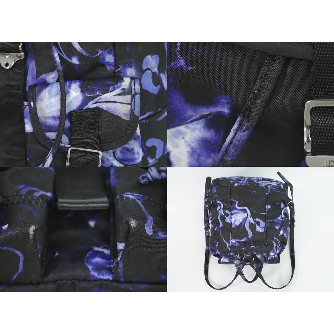 DIESEL(ディーゼル)の本物 ディーゼル DIESEL フラワー モチーフ リュックサック バックパック ナイロン ブラック ブルー バッグ 中古 レディースのバッグ(リュック/バックパック)の商品写真
