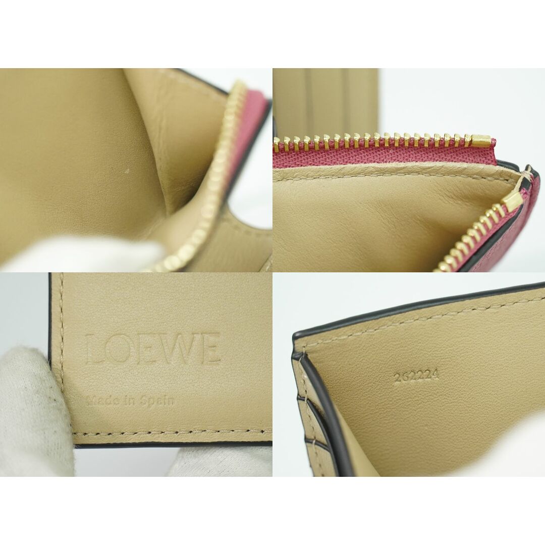 LOEWE(ロエベ)の本物 ロエベ LOEWE アナグラム 折財布 コンパクトウォレット レザー プラムローズ チョコ Anagram 財布 ウォレット 中古 レディースのファッション小物(財布)の商品写真