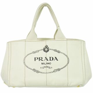 プラダ(PRADA)の本物 プラダ PRADA カナパ トートバッグ ハンドバッグ キャンバス アイボリー Canapa バッグ 中古(トートバッグ)