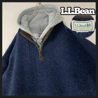 L.L.Bean - エルエルビーン ハーフジップ ニット プルオーバー ウール100% 肉厚セーター