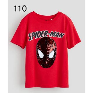 エイチアンドエム(H&M)の《新作》新品　スパイダーマン　スパンコール　Tシャツ　110-115(Tシャツ/カットソー)