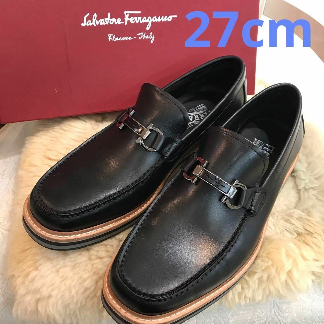 Salvatore Ferragamo(サルヴァトーレフェラガモ)の☆美品☆サルヴァトーレ・フェラガモ　ローファー　ガンチーニ　レザー　ブラック メンズの靴/シューズ(ドレス/ビジネス)の商品写真