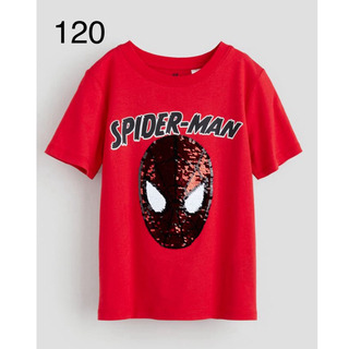 エイチアンドエム(H&M)の《新作》新品　スパイダーマン　スパンコール　Tシャツ　120-130(Tシャツ/カットソー)