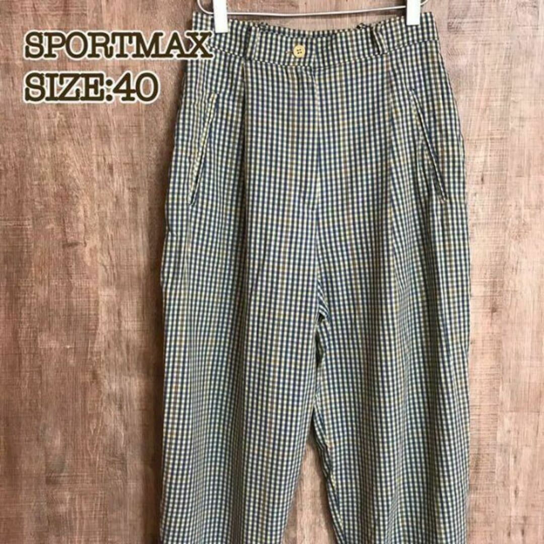 SPORTMAX（MAX MARA）(スポーツマックス)のSPORTMAX スポーツマックス　ウールパンツ　ブルー×イエロー　チェック レディースのパンツ(カジュアルパンツ)の商品写真