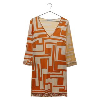 EMILIO PUCCI エミリオプッチ ボックスデザイン シルク ワンピース ドレス レディース オレンジ 81RG45