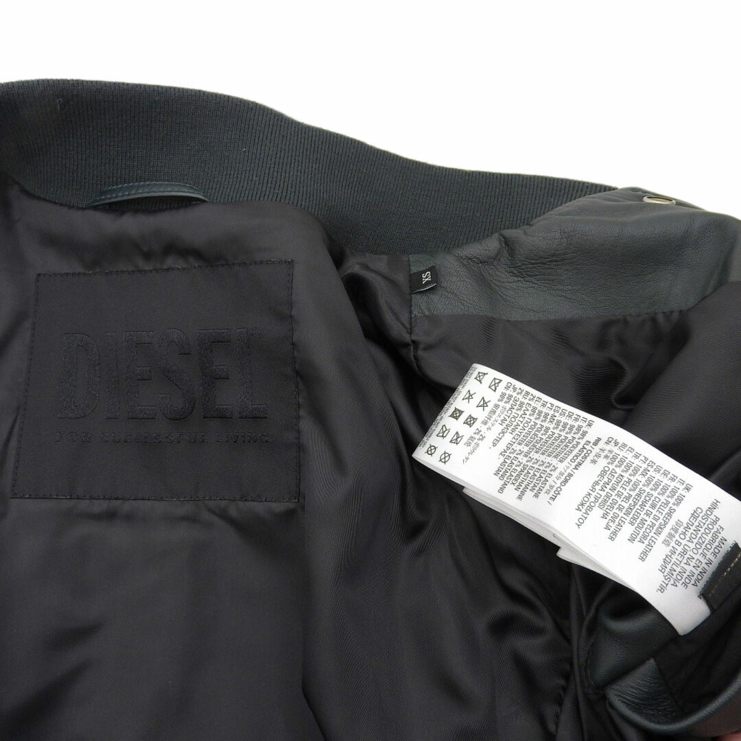 DIESEL(ディーゼル)のディーゼル DIESEL ディーゼル MA-1 レザー ジップジャケット メンズ ダークグリーン XS XS メンズのジャケット/アウター(その他)の商品写真