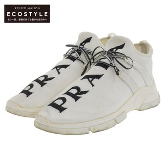 プラダ(PRADA)のプラダ PRADA プラダ ニットファブリック ロゴ ローカット スニーカー シューズ メンズ 白 ホワイト 7 1/2 4E3492 7.5(スニーカー)