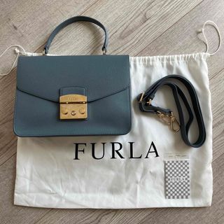 フルラ(Furla)のFURLA ブルー ハンドバッグ 本革 レザー(ハンドバッグ)