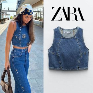 ザラ(ZARA)の11 ZARA Z1975 グロメット デニム トップス XS(タンクトップ)