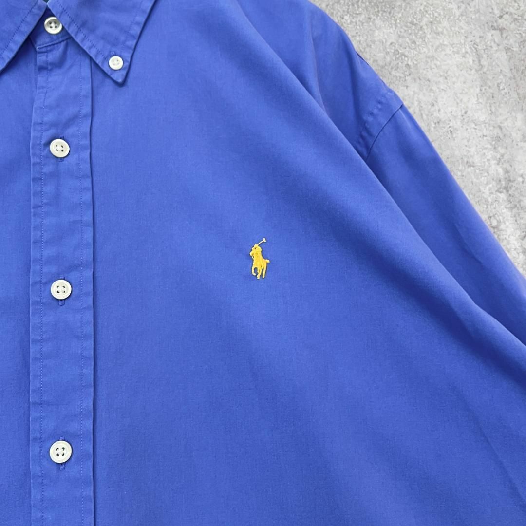 Ralph Lauren(ラルフローレン)のRalph Lauren　刺繍ロゴ　長袖シャツ　BDシャツ　古着　ブルー　XXL メンズのトップス(Tシャツ/カットソー(七分/長袖))の商品写真