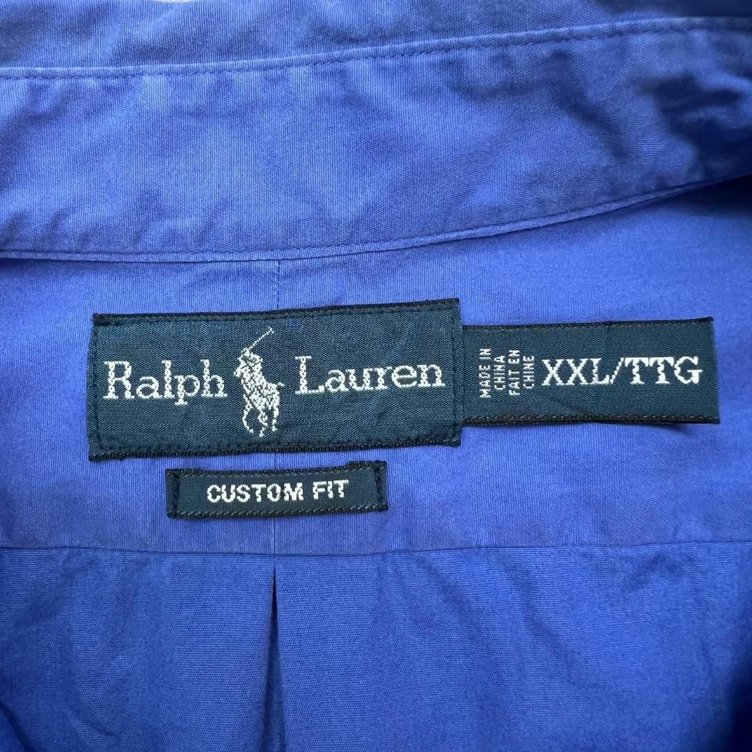 Ralph Lauren(ラルフローレン)のRalph Lauren　刺繍ロゴ　長袖シャツ　BDシャツ　古着　ブルー　XXL メンズのトップス(Tシャツ/カットソー(七分/長袖))の商品写真