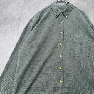 エディーバウアー(Eddie Bauer)のエディーバウアー　ワンポケット　チェックシャツ　BD　古着　モスグリーン　L(Tシャツ/カットソー(七分/長袖))