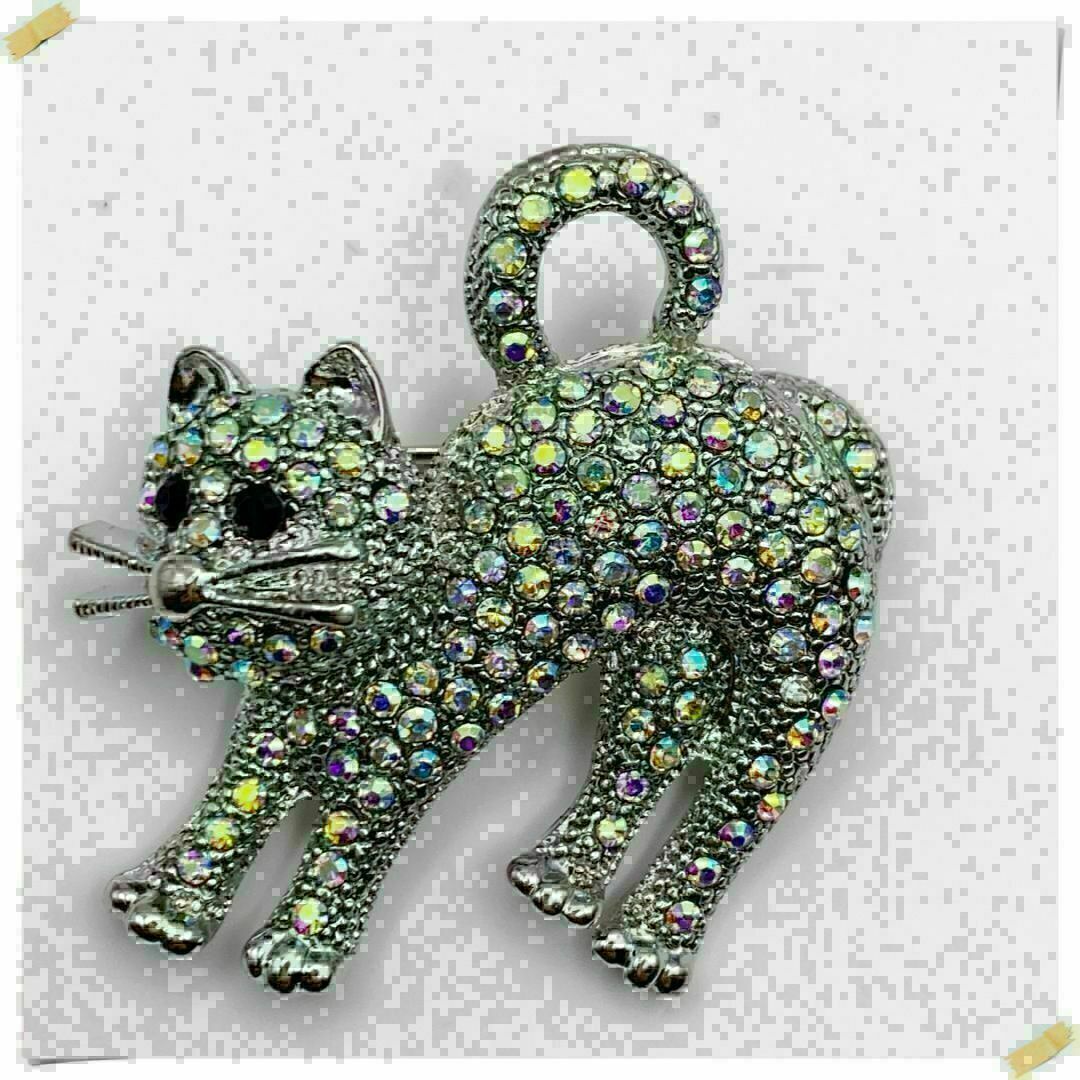 ねこ ブローチ シルバーカラー ラインストーン - アクセサリー ねこ ブローチ シルバーカラー ラインストーン - アクセサリー