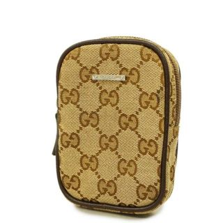 グッチ(Gucci)の【4gc2642】グッチ ポーチ/GGキャンバス/115249/キャンバス/ブラウン/シルバー金具 【中古】 レディース(ポーチ)