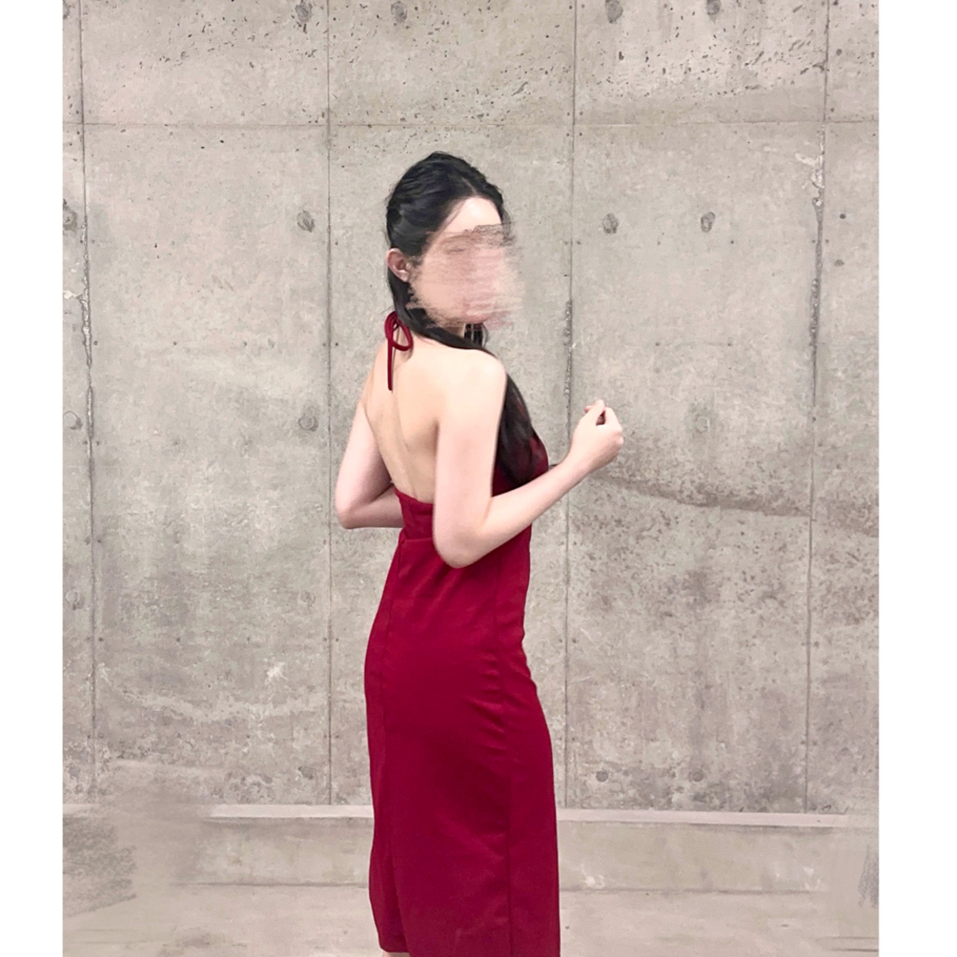 【着画あり】赤　ドレス　ワンピース　 レディースのワンピース(ひざ丈ワンピース)の商品写真