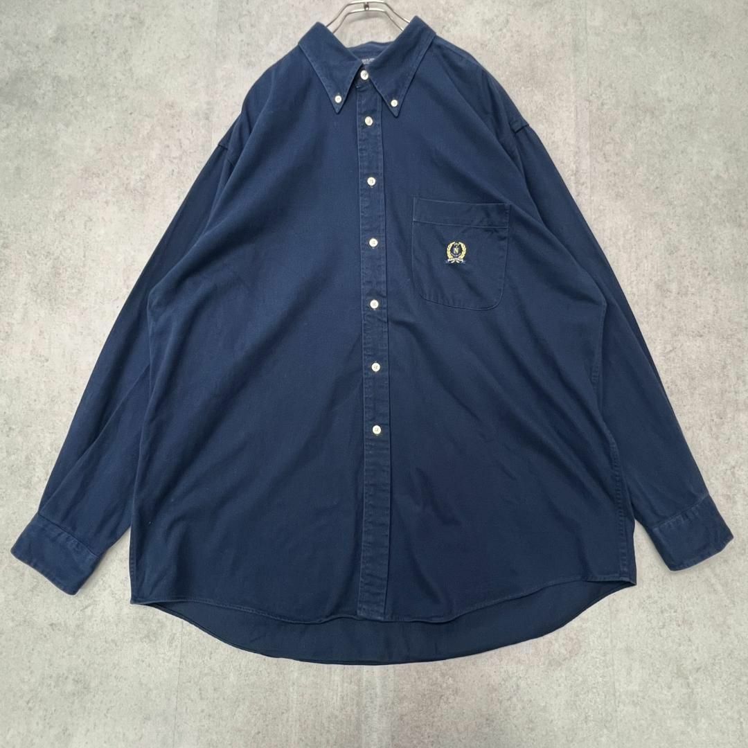 NAUTICA(ノーティカ)の90s　ノーティカ　vintage　長袖シャツ　BD　古着　ネイビー　XL メンズのトップス(Tシャツ/カットソー(七分/長袖))の商品写真