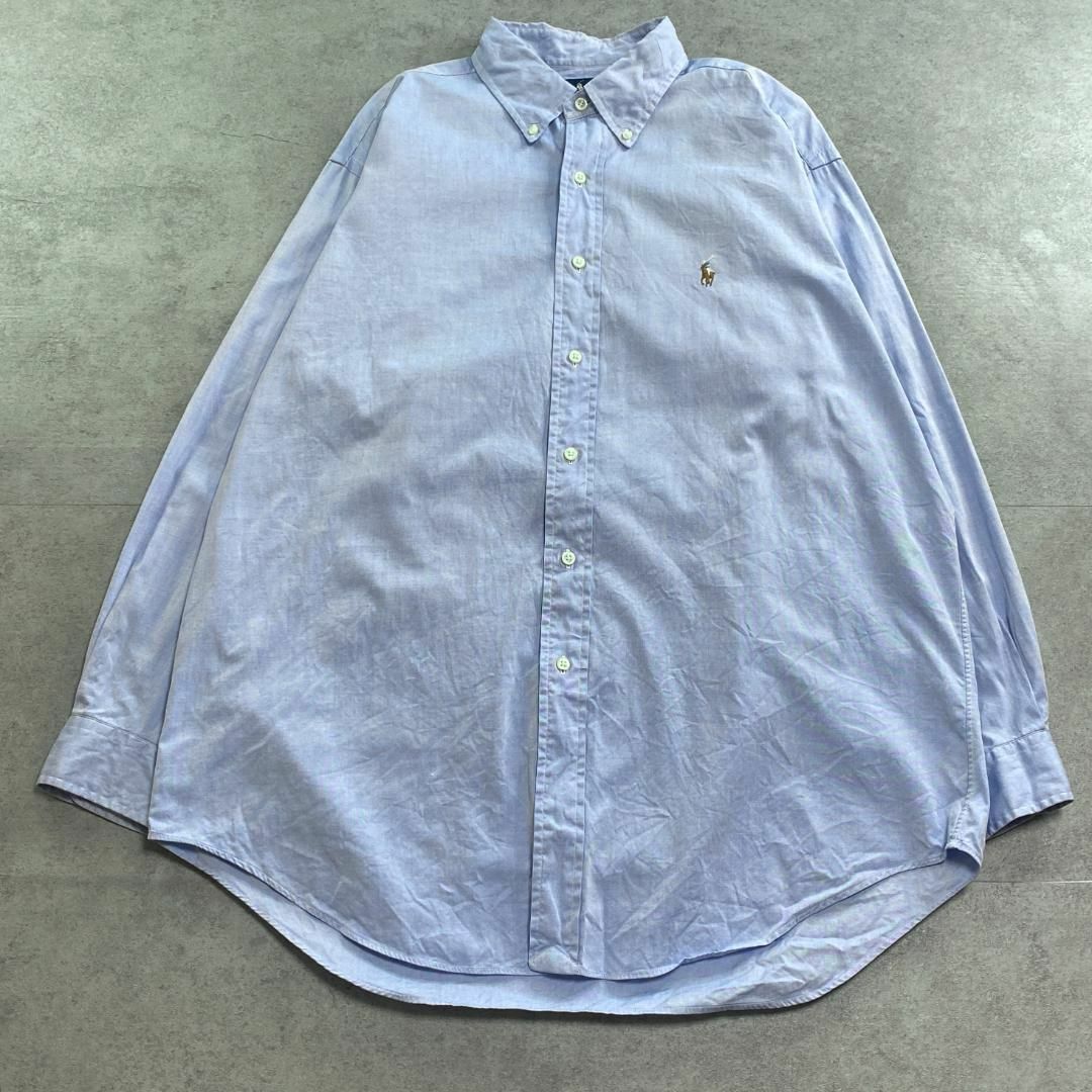 Ralph Lauren(ラルフローレン)のラルフローレン　刺繍ポニー　YARMOUTH ヤーマス　BDシャツ　古着　水色 メンズのトップス(Tシャツ/カットソー(七分/長袖))の商品写真