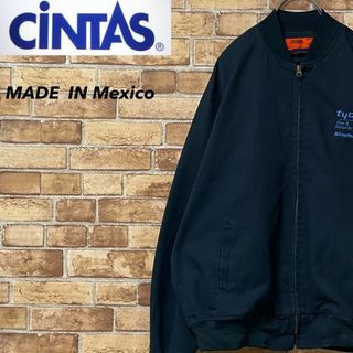 CINTAS　メキシコ製　ヴィンテージ　ワークジャケット　企業刺繍　ネイビー　L