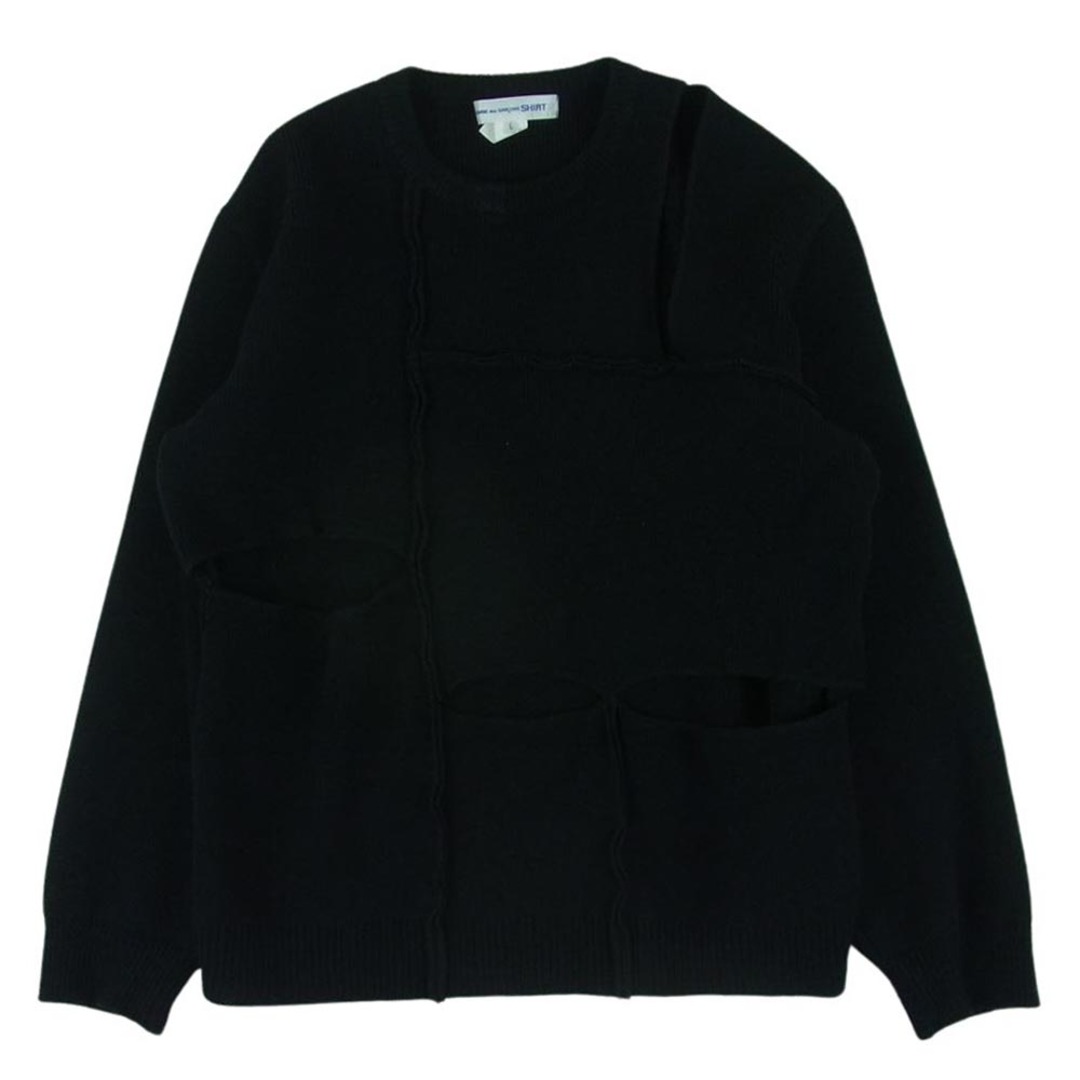 COMME des GARCONS(コムデギャルソン)のCOMME des GARCONS コムデギャルソン W28510 SHIRT シャツ カットワーク パッチワーク ニット セーター ブラック系 L【中古】 メンズのトップス(ニット/セーター)の商品写真