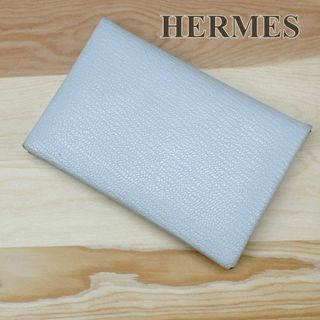 エルメス(Hermes)のエルメス HERMES カードケース 名刺入れ カルヴィ Y刻印 ブルーブリュム(名刺入れ/定期入れ)