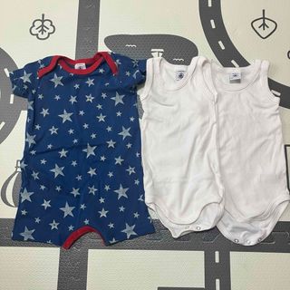 プチバトー(PETIT BATEAU)のボディスーツ 半袖ロンパース プチバトー 3着セット(ロンパース)