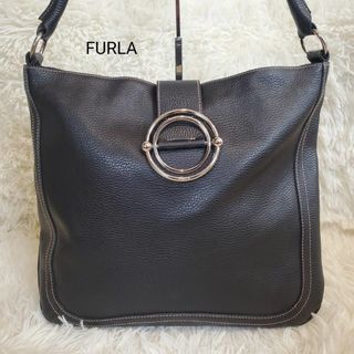 フルラ(Furla)の美品 FURLA ショルダーバッグ ワンハンドショルダー 肩掛け レザー 黒(トートバッグ)