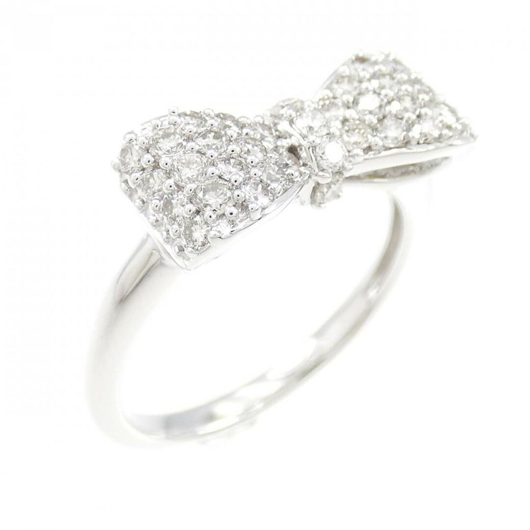 K18WG リボン パヴェ ダイヤモンド リング レディースのアクセサリー(リング(指輪))の商品写真
