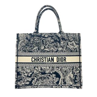 クリスチャンディオール(Christian Dior)の　クリスチャン・ディオール Christian Dior ブックトートラージ ネイビー×ホワイト キャンバス レディース トートバッグ(トートバッグ)