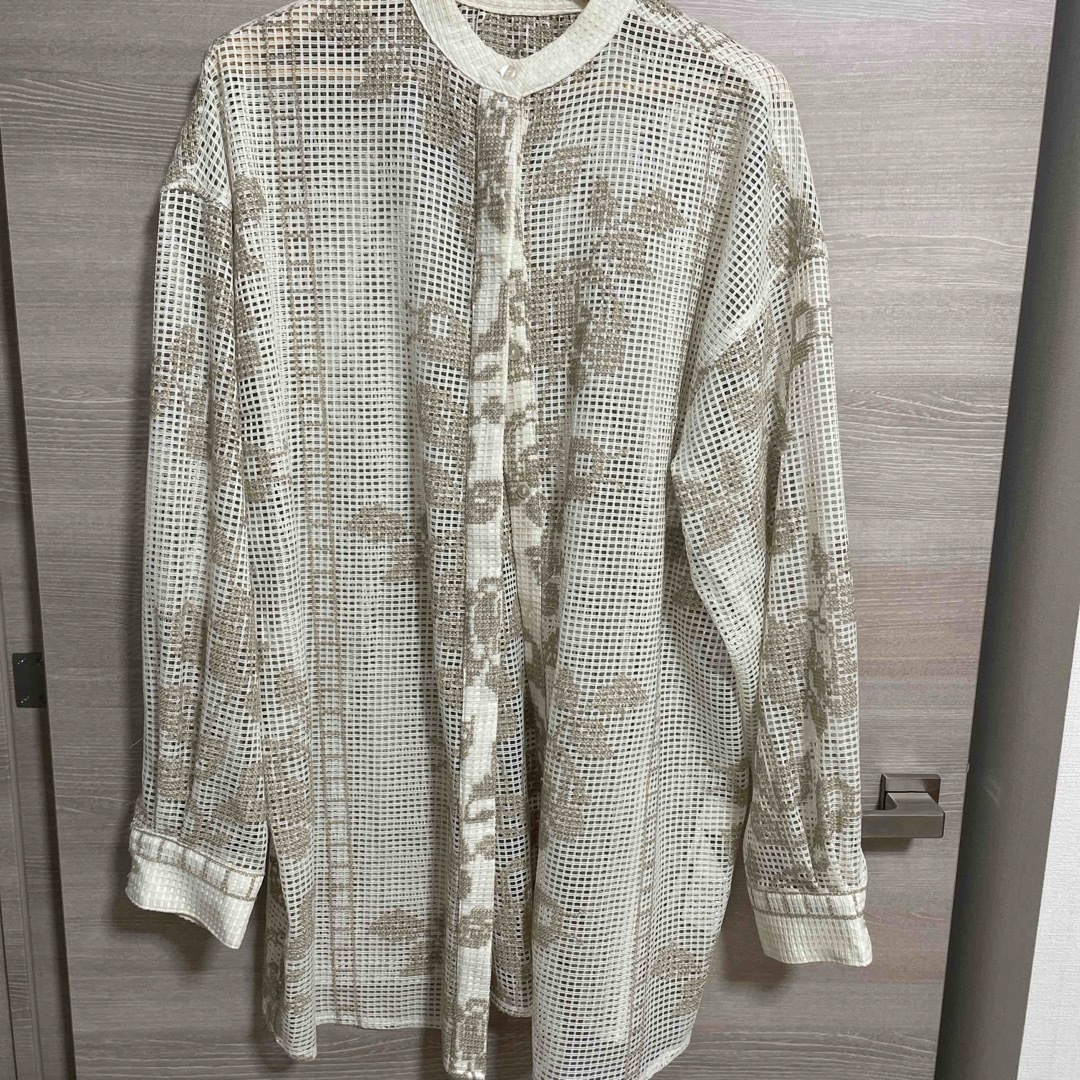 Ameri VINTAGE(アメリヴィンテージ)のMEDI CROSS STITCH LIKE SHIRT ホワイト レディースのトップス(シャツ/ブラウス(長袖/七分))の商品写真