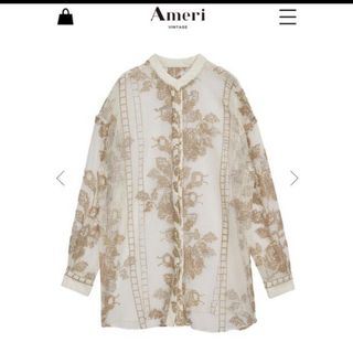 アメリヴィンテージ(Ameri VINTAGE)のMEDI CROSS STITCH LIKE SHIRT ホワイト(シャツ/ブラウス(長袖/七分))