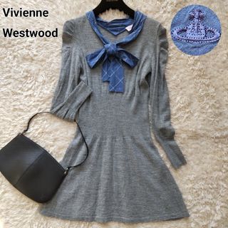 Vivienne Westwood - 良品 ヴィヴィアンウエストウッド リボン ワンピース 春ニット 切り替え M