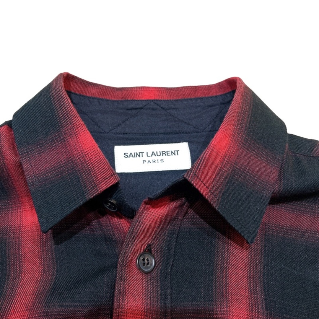 Saint Laurent(サンローラン)の　サンローラン SAINT LAURENT オンブレチェックフランネルシャツ 13AW　サイズ37 326627 レッド×ブラック コットン メンズ 長袖シャツ メンズのトップス(シャツ)の商品写真