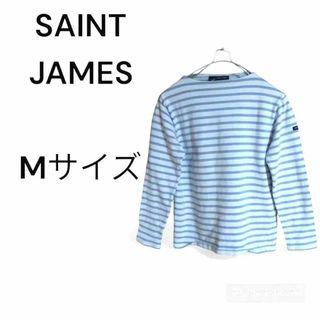 セントジェームス(SAINT JAMES)のセントジェームス 長袖　シャツ  M カジュアル　白　青　ストライプ　春　夏(Tシャツ(長袖/七分))