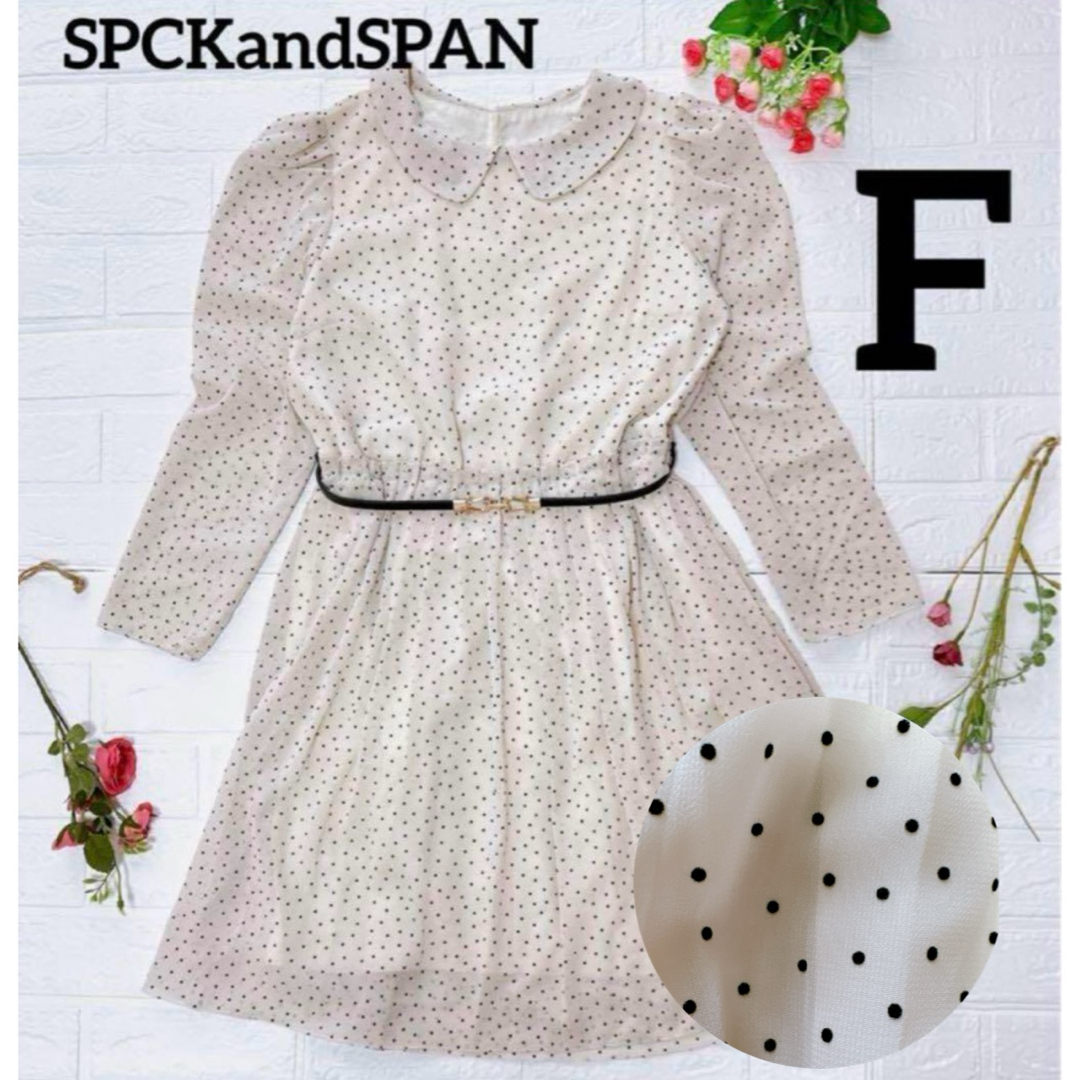 Spick & Span(スピックアンドスパン)のSPCK and SPAN スピック＆スパン シフォン ドット ウエストゴム レディースのワンピース(ひざ丈ワンピース)の商品写真