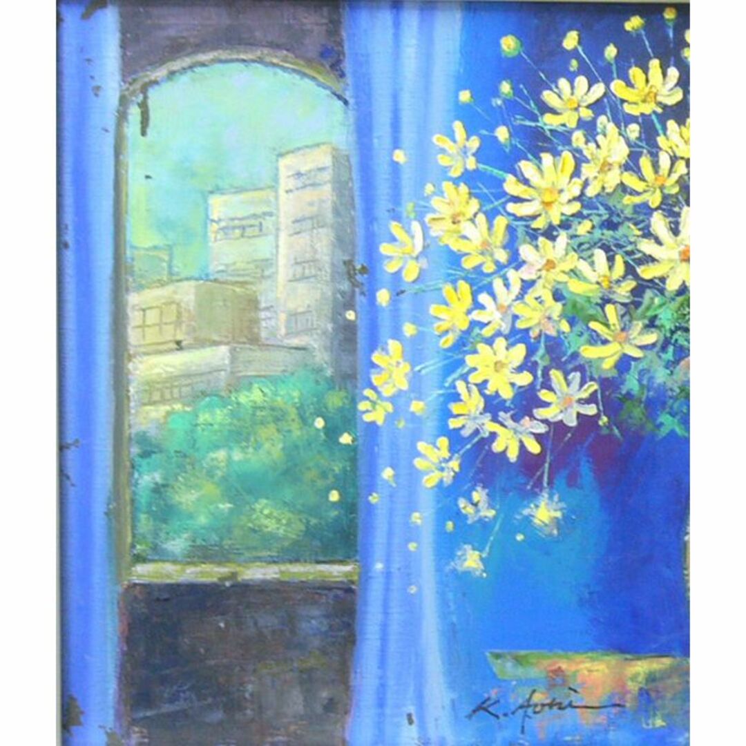 絵画 油絵 青木今陽 肉筆油絵 黄色い花と花瓶 絵画/タペストリー 絵画 油絵 青木今陽 肉筆油絵 黄色い花と花瓶 絵画/タペストリー