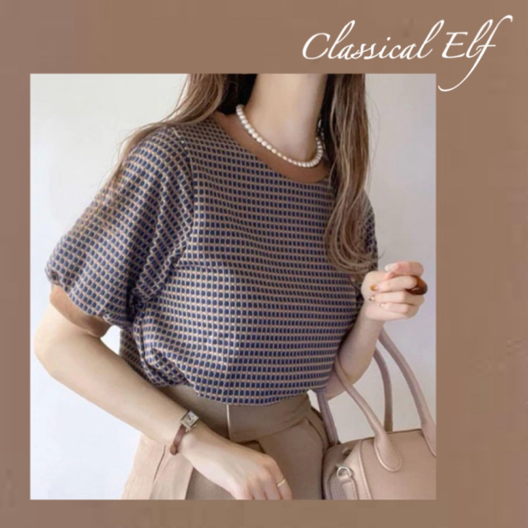 Classical Elf.(クラシカルエルフ)のClassical Elf★半袖 ニット ハニカム レトロ カットソー レディースのトップス(カットソー(半袖/袖なし))の商品写真