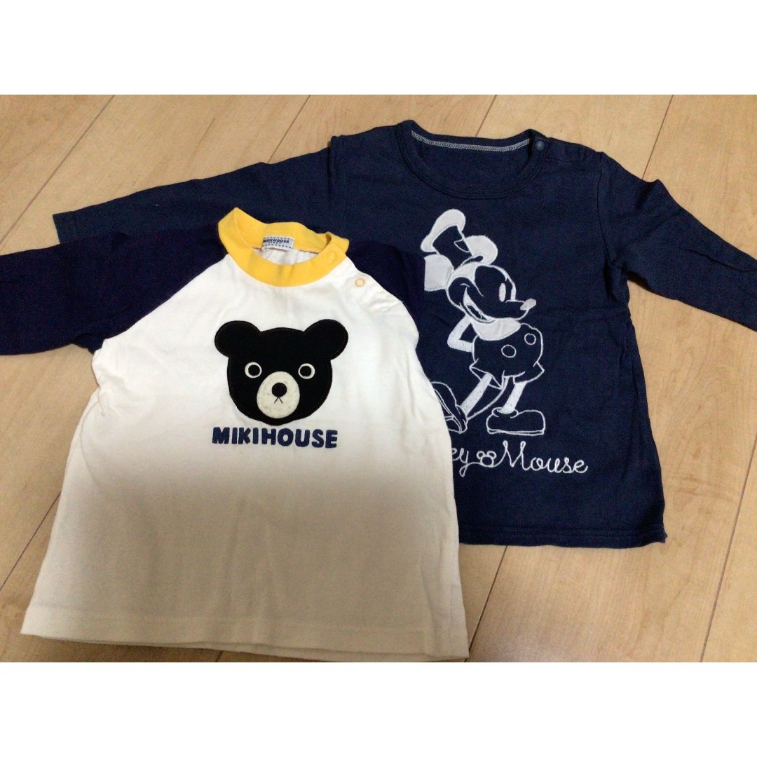 ミッキーマウス(ミッキーマウス)のミキハウス ミッキーマウス 長袖Tシャツ 2枚 キッズ/ベビー/マタニティのベビー服(~85cm)(Ｔシャツ)の商品写真