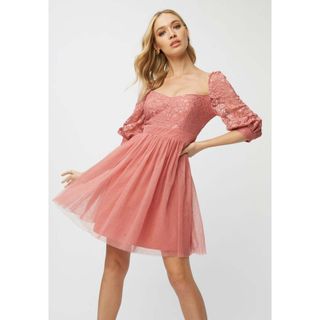 エイソス(asos)の新品未使用⭐︎Little Mistress レースチュールミニドレス S(ミニドレス)