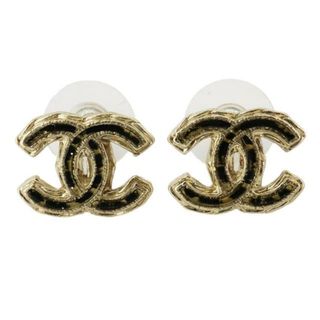 シャネル(CHANEL)の【4jgb037】シャネル ピアス/ココマーク/GPメッキ/シャンパンゴールド/ブラック/A13P 【中古】 レディース(ピアス)