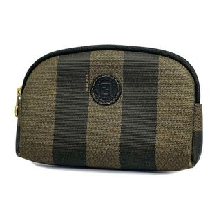 フェンディ(FENDI)の★SALE 【4gc1899】フェンディ ポーチ/ペカン/PVC/レザー/ブラウン/ゴールド金具 【中古】 メンズ/レディース/ユニセックス(ポーチ)