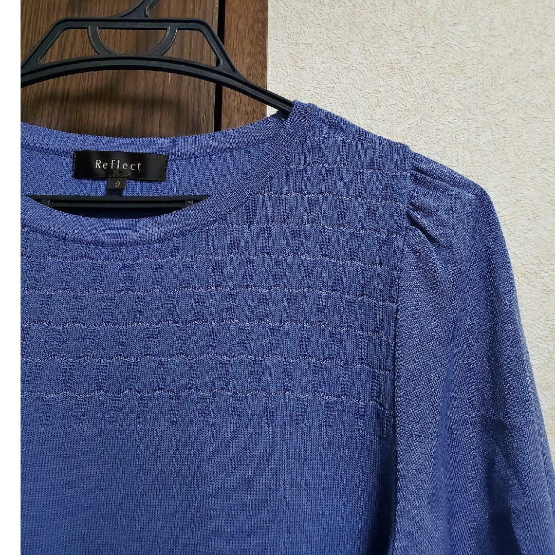 ReFLEcT(リフレクト)のリフレクト　Refiect 　春ニット　七分袖　ブルー レディースのトップス(ニット/セーター)の商品写真